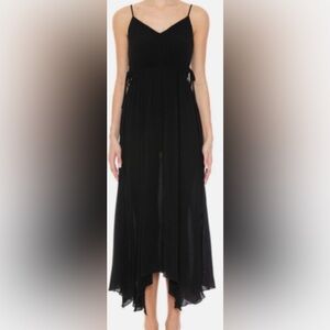Ambiance Black Maxi/Midi V- Neck Dress NWOT